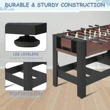 Multi Game Table Indoor Arcade Combo Set For Kids And Adults, Four In One Rotating Table Football Billiards Air Hockey Table Tennis, Sturdy Wooden Frame With Adjustable Leg Levelers Complete Accessories, Brown - Grey-brown Wood Grain - View 6