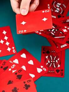 1 Set 54 Colorful Red & Gold Card Game Cards, Multi-Player Game Card Set, Magic Pack, Wedding Party Birthday Holiday Board Game Gift Collection - Red - View 4