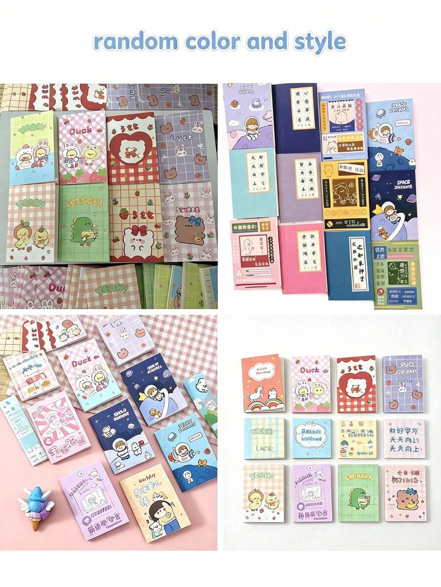 10PCS/Cute Mini Pocket Notebooks For Back To School Season, Cartoon Animal And Floral Pattern Exquisite Diary, Portable Memo Notebook, Suitable For Teenagers, Students, Office Stationery And Daily Note Pads - Multiple Styles - View 1