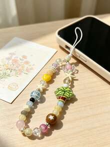 Funda de teléfono con colgante de cámara CCD con concha en forma de corazón de árbol de coco, correa de cuentas DIY anti-caída - Multicolor - Ver 6