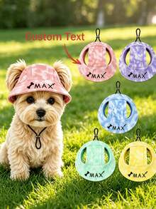 Personalized Dog & Cat Sun Hat, Customizable Name And Heart Bone Pattern, Ear-Exposed Summer Hat, 5 Colors Available, Pet Outdoor Walking And Grooming Accessory, Suitable For Small Dogs And Cats Gift - Multicolor - View 2