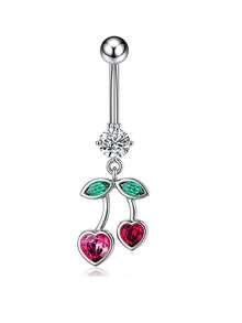 Cute Cherry Belly Button Rings For Women Dangly Belly Piercing Jewelry Navel Ring Pearl Heart Dangle Belly Button Piercings Daily Gift Party - Belly Button Ring - View 14