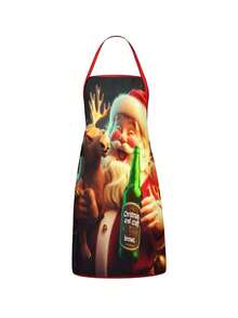4Pcs Funny Santa Beer DJ Print Christmas Kitchen Baking Aprons SetChristmas Craft Brews Apron Set Of 4, Funny Santa & Reindeer Pattern Kitchen Aprons, Festive Holiday Cooking Baking Apron For Christmas Party Home Bar Decorations Gift - Multicolor - View 16