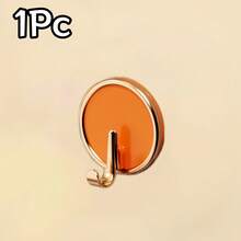 1Pc/4/8Pcs Gold Rim Round No-Drill Adhesive Hooks, Colorful Wall Hooks, Bathroom Towel Hooks, Key Hooks, Strong Traceless Adhesive Hooks - Multicolor - View 13