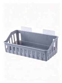 1pc No-Drill No Damage Bathroom Storage Rack Plastic Wall-Mounted Shelf Kitchen Organizer Basket Multi-Function Toiletries Holder - A - View 11
