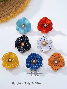 1pc Fashion Metal Dopamine Colorful Enamel Polka Dot Flower Pendant Ring, Suitable For Women's Daily Wear, Summer Vacation And Party - Flowers - View 4