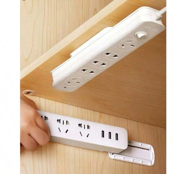 Wall-Mounted Power Strip Hook Outlet Storage Rack, Space-Saving Storage Shelf, Suitable For Kitchen, Bedroom, Bathroom, Office, Desk, Entryway And Home, Ideal Home Storage Accessory