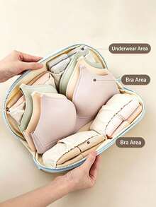 Multi-Grid Lingerie Storage Bag, Portable Travel Underwear Organizer, Socks Bra Sorting Pouch, Waterproof Fabric, Ideal For Short Trip - Multicolor - View 5