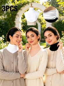 2PCS Women's Large Solid Color Mid-Neck Fake Collar Neck Accessory Casual Thin Shoulder Fake Collar Shawl For - 2PCS False Collar - View 22
