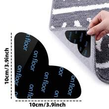 4/8/12pcs Rug Grippers Non Slip For Area Rugs, Strong Adhesive Corner Grips Prevent Rug Sliding And Curling, Reusable Washable Carpet Tape For Hardwood Floors, Tile Floors, Pet Friendly And Robot Vacuum - Black - View 2