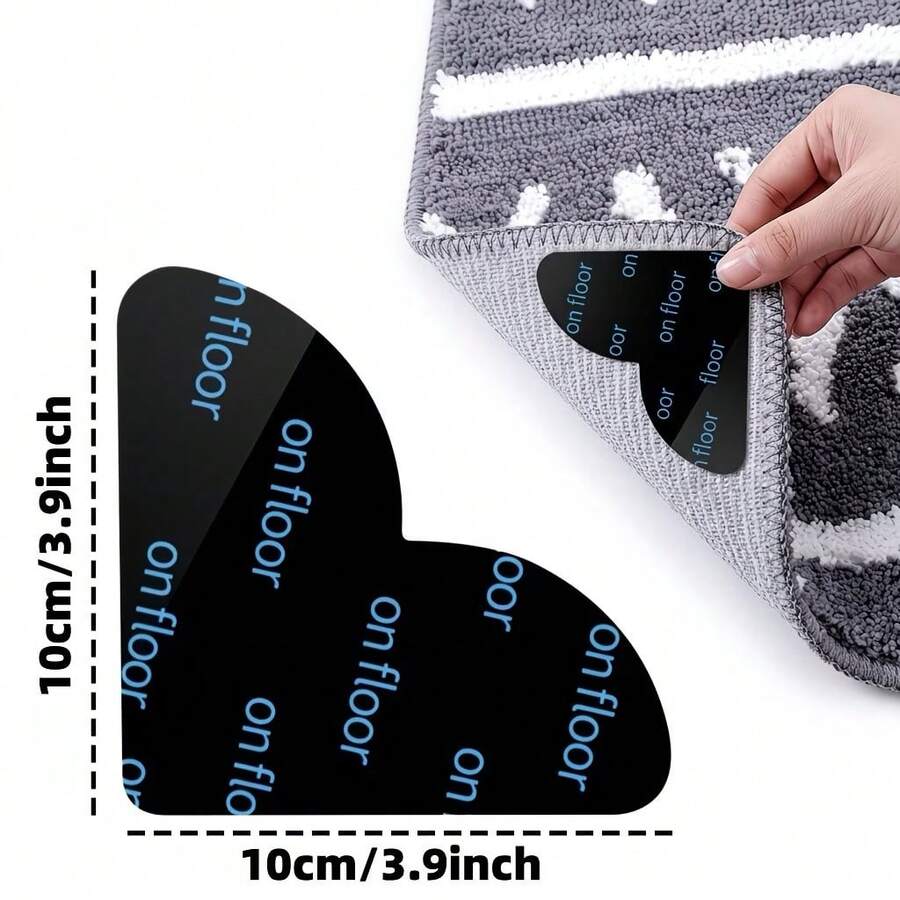 4/8/12pcs Rug Grippers Non Slip For Area Rugs, Strong Adhesive Corner Grips Prevent Rug Sliding And Curling, Reusable Washable Carpet Tape For Hardwood Floors, Tile Floors, Pet Friendly And Robot Vacuum
