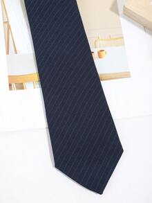 1PC Fashion Casual Minimalist Versatile Men's Diagonal Striped Pattern Self-Tie Necktie Suitable For Daily Commute Business Party Banquet Matching - Dark Blue - View 4