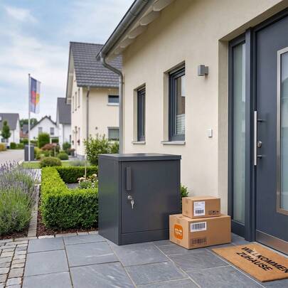Briefkasten aus verzinktem Stahl, Paketbox, 55 x 45 x 37 cm, 52L, Paketbriefkasten für den Außenbereich, Wandmontage, Frontentnahme, rostfrei, pulverbeschichtet