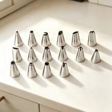 16pcs Stainless Steel Piping Tips, Multi-Size Decorating Nozzles, Professional Tools For Cake And Dessert Decoration, Reusable And Easy To Clean, Cream Flowers, Frosting Cookies, Cookies, Macarons, Meringue Making - View 10