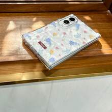 Casing Ponsel Transparan Motif Bunga Biru Merah Muda Bergelombang Air Tawar, Kompatibel dengan Galaxy Z Fold8 ZFold8 Fold8 Back Cover - Clear - View 5