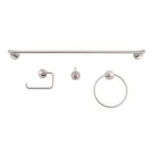 4-Piece Bathroom Accessory Set, 24-Inch Towel Bar, Towel Ring, Robe Hook And Toilet Paper Holder - Brushed Nickel - View 5