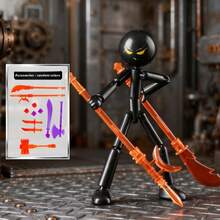Cool Action Stickman Figurine, Multi-Joint Movable Humanoid Model, DIY Assembly Model, Suitable For Teenagers Office Desk Decoration, Gift, Party - Multicolor - View 19