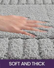 DEXI Tapete para Baño 40 x 60 cm, Alfombra de Baño Antiderrapante, Tapetes de Baño Supersuave y Absorbente, Lavable a Máquina, Blanco - Gris Claro - Ver 5