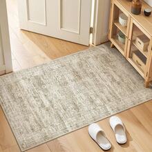 Alfombra de pasillo antideslizante para dormitorio, alfombra lavable con reverso de goma - Alfombra suave de pelo corto para cocina, lavandería, baño (61 x 244 cm, beige/marfil) - Marrón - Ver 2