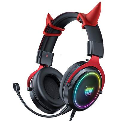 ONIKUMA X10 Black Over-Ear Headphones, 3.5mm Wired Connection, Gaming Headset, Surround Sound Gaming Headphones, Free Red Horns