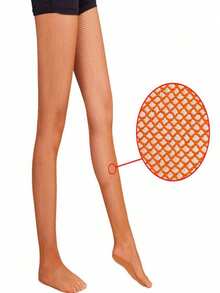 New Professional Solid Color Latin Dance Fishnet Tights, Competition-Specific Oxford Bone Line Compression Pantyhose With Shoe Sole - Camel - View 4