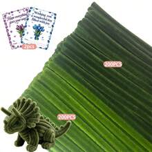 202/402Pcs Green Pipe Cleaner Flower Bouquet DIY Kit, Soft Fuzzy Green Chenille Stems Craft Supplies, 200/400 Solid Green Pipe Cleaners, Floral Stems, Floral Tape, Step Guide & Tutorial Video, Beginner Flower Craft Set. - SET - View 11