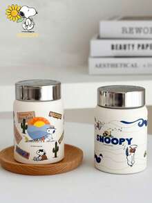 SNOOPY 1 件 280ML 史努比不锈钢真空保温杯，小巧可爱的陶瓷涂层袖珍杯，户外便携式简约水瓶，男女皆宜 - 彩色 - 查看 2