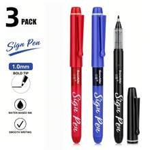 3 buah Pulpen Tinta Cair Ujung Tebal Warna Netral, Pulpen Ballpoint Tinta Hitam/Biru/Merah 1.0MM, Untuk Menggambar, Mencoret-coret, dan Penggunaan Kantor - 3 - View 7
