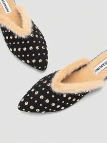 ADAMUMU New Women's Premium Fashion Comfortable Foil Flat Sandals Mule Shoes, Cute Suitable For Daily Wear, Holiday Spring - Black - View 6