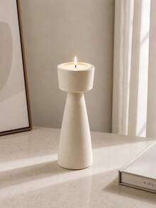 1pc Geometric Shaped Modern Minimalist Candle Holder, Suitable For Home Desktop Decoration - Tall and Short Columns - View 5