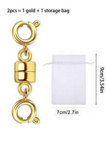 1/2/3pcs Double Magnetic Necklace Clasp Gold & Silver Plated Jewelry Converter Necklace Extender DIY Accessories - Multicolor - View 12