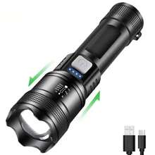 Potentes linternas LED P70, luzáctica ultrabrillante, focos de emergencia, luz con zoom telescópico, batería incorporada, 5000LM - láser blanco - Ver 5