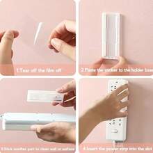 Wall-Mounted Power Strip Hook Outlet Storage Rack, Space-Saving Storage Shelf, Suitable For Kitchen, Bedroom, Bathroom, Office, Desk, Entryway And Home, Ideal Home Storage Accessory - A - View 2