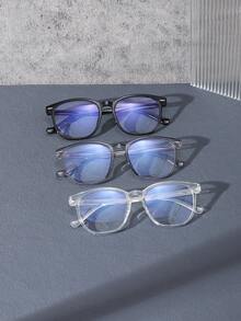 زوج من النظارات الكاجوال الأساسية للرجال ذات اللون الأحادي المربع، مناسبة للقراءة اليومية وارتداء الملابس الكاجوال في الحرم الجامعي والتنقل إلى العمل - متعدد الألوان - مشاهدة 12