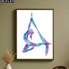 3PCS Modern Cartoon Realistic Art Style Air Ladies Silk Art Yoga Painting Oil Painting Canvas Painting Wall Art Decoration, Watercolor Color Air Dance Printing Poster Pictures Room Decoration, Corridor, Study, Bedroom Wall Decor(No Frame/Framed) - Cartoon - View 4