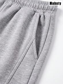 Men's Heather Grey Wide Leg Sweatpants, Drawstring Elastic Waist, Soft Fabric, Relaxed Fit For Gym Workouts, Fitness Training & Casual Daily Wear - Grey - View 5