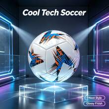 Football Size 2, Fashionable Tech Style, Creative Machine-Stitched Patchwork Design, Excellent Rebound Performance For Comfortable Sports Experience, Wear-Resistant Surface For Outdoor Use. Compact And Easy To Store, Suitable For Leisure Sports, Play, And Photography, Combining Practical Sports Value With Fashionable Aesthetics. - Blue - View 1