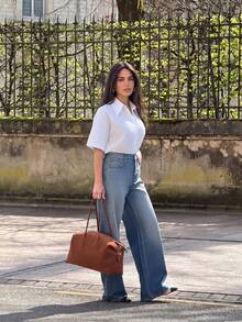 2024 Spring, Summer, Autumn Women's Fashion Blouse, Elegant Short Sleeve Button-Up Shirt, Office Lady Chic Top, Summer Wear, Spring Wear, Summer Top, Valentine's Day And New Year - White - View 7