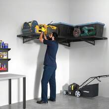 Two Pack Two By Four Foot Corner Wall Shelving Garage Storage Rack Heavy Duty Steel Corner Hanging Shelf Floating Organizer Rack Garage Workshop Black Set - Black - View 8