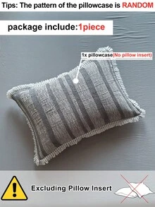 1pc Dark Gray Tufted Tassel Pillowcase, Vintage Distressed Country Style Decorative Throw Pillow Cover, All-Season Home Decor Long Pillowcase, Machine Washable, No Filling - Dark Grey - View 4