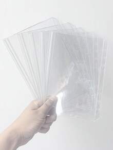 5pcs PVC Binder Pockets, 6-Hole Sealed Bags, A5/A6/A7/M5 Sizes Available. Ticket/Cash/Card/Photo Classification Storage. Office Storage Supplies - Multicolor - View 7