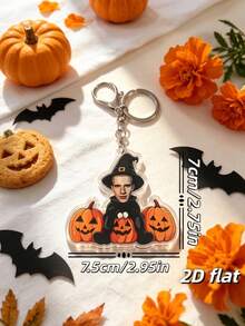 Custom Face Wizard Halloween Keychain, Personalized Portrait Acrylic Keychain Gift - Multicolor - View 6