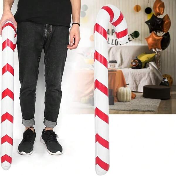 2/4 pezzi Decorazione natalizia gonfiabile a forma di bastoncino di zucchero, bastoncino di zucchero gigante a righe rosse e bianche gonfiabile, decorazione per scena di albero di Natale, sfondo fotografico per feste di Capodanno interno/esterno, accessorio decorativo per atmosfera festiva, regalo, forniture per decorazioni esterne