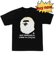 B.APE Unisex Boxy Drop Shoulder Cotton Casual T-Shirt - Black - View 12