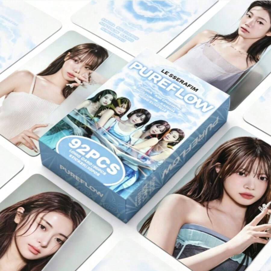 PUREFLOW Lomo Card Set de 92 piezas de tarjetas fotográficas K-Pop, tarjetas fotográficas de ídolos de alta definición, pegatinas, regalo de colección de fans