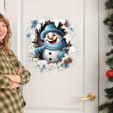 1pc Christmas Tree & Snowman Wall Decal Sticker, Self-Adhesive Removable PVC Material, Suitable For Living Room, Bedroom, Study Glass, Home Decor, Christmas Decoration - A - View 9