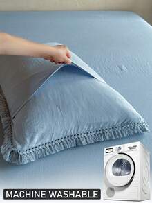 1pc Deep Blue Tufted Tassel Pillowcase, Vintage Minimalist Modern Decorative Throw Pillow Cover, All-Season Home Decor Long Pillowcase, Machine Washable, No Filling Included - Blue - View 7