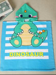 Children's Striped Dinosaur Design Hooded Bath Towel - Multicolor - View 1