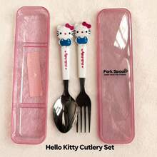 Boxed Random Sanrio Cartoon 2-Piece Stainless Steel Travel Cutlery Set - Portable Fork And Spoon Set, Random Packaging Box, Random Fork Style - Multicolor - View 4