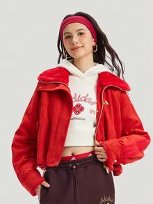 Adidas Women's NYR WARM JKT Knit Collarless Jacket KH2661 - Red - View 1